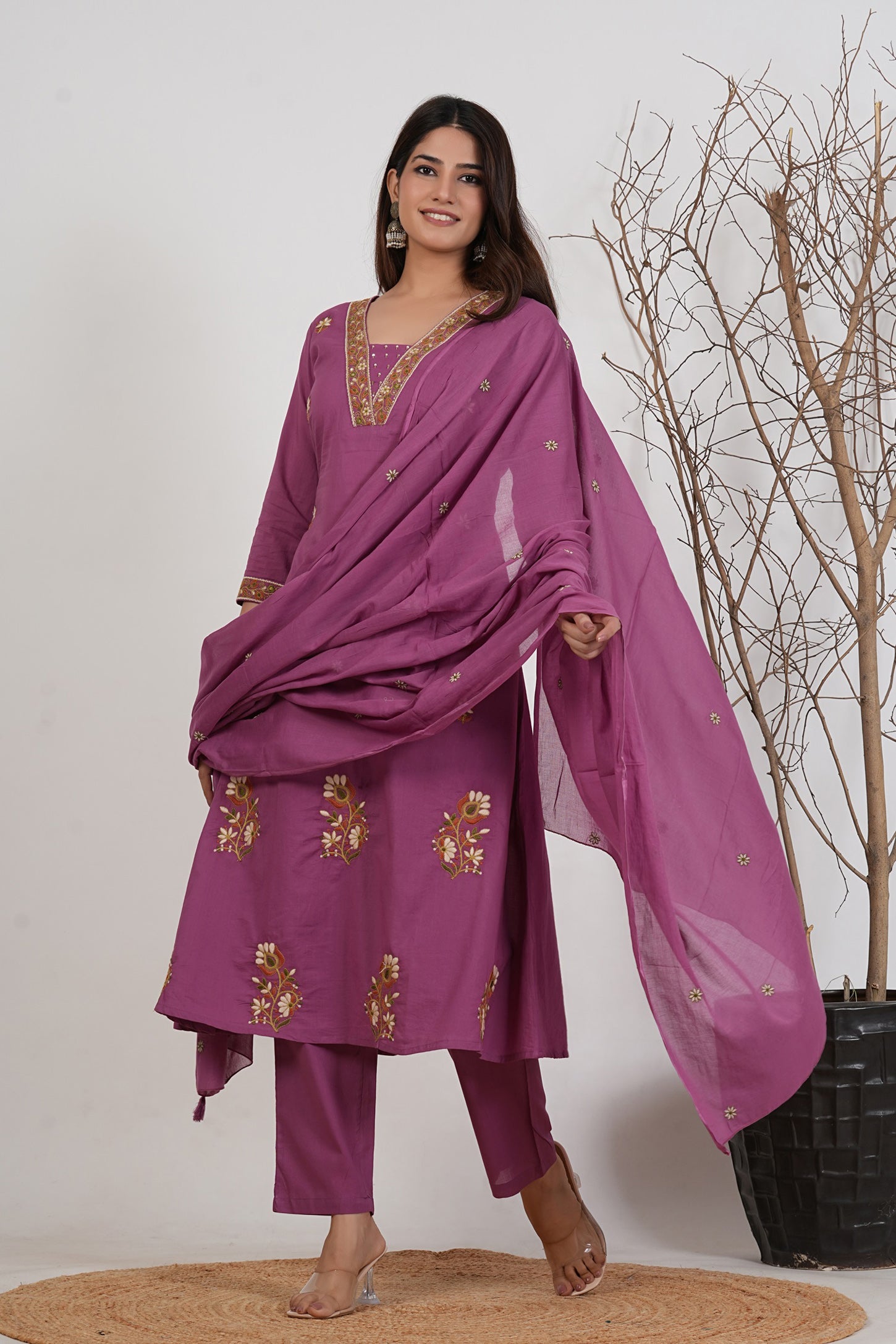 Cotton Embroidered Kurta Set