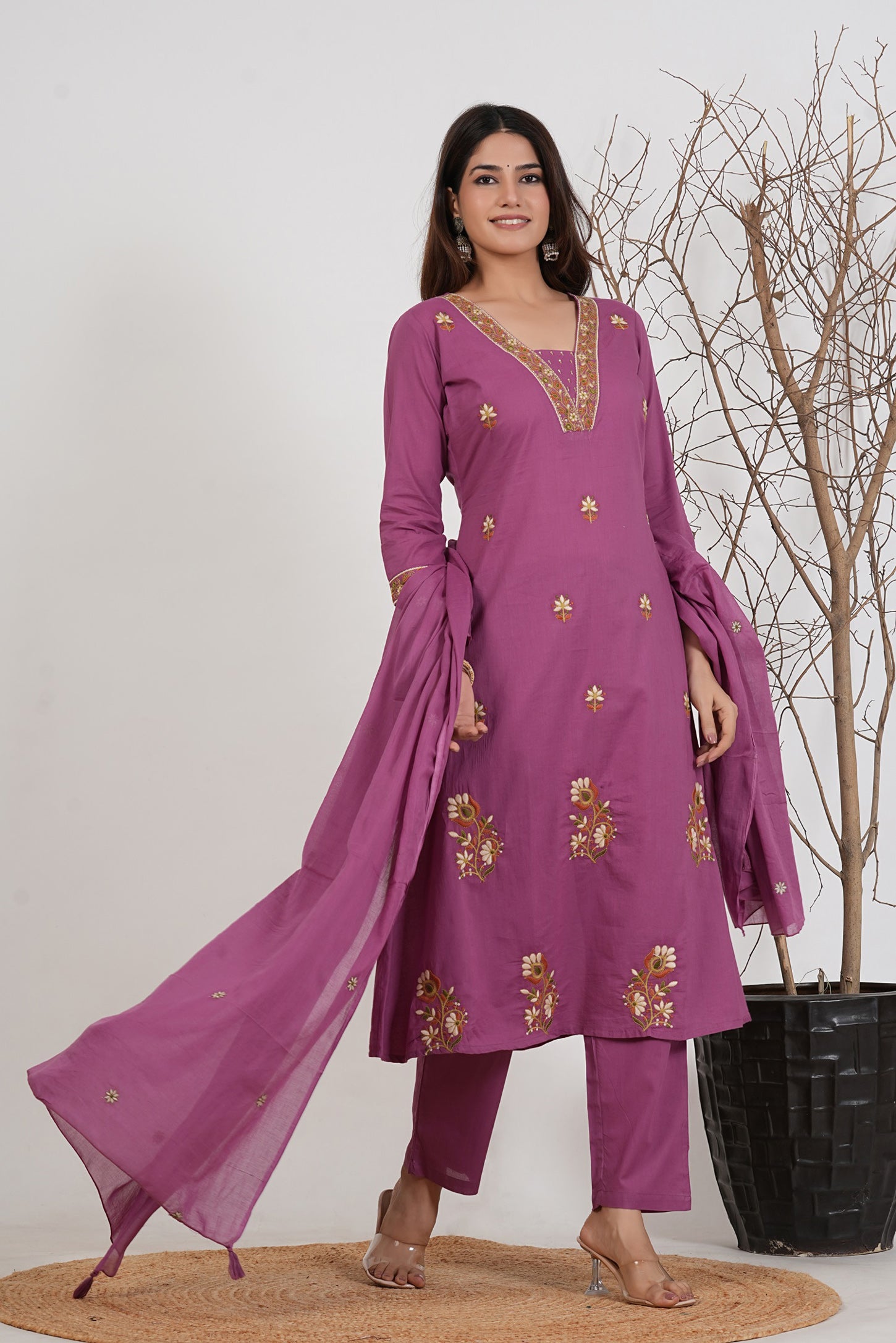 Cotton Embroidered Kurta Set