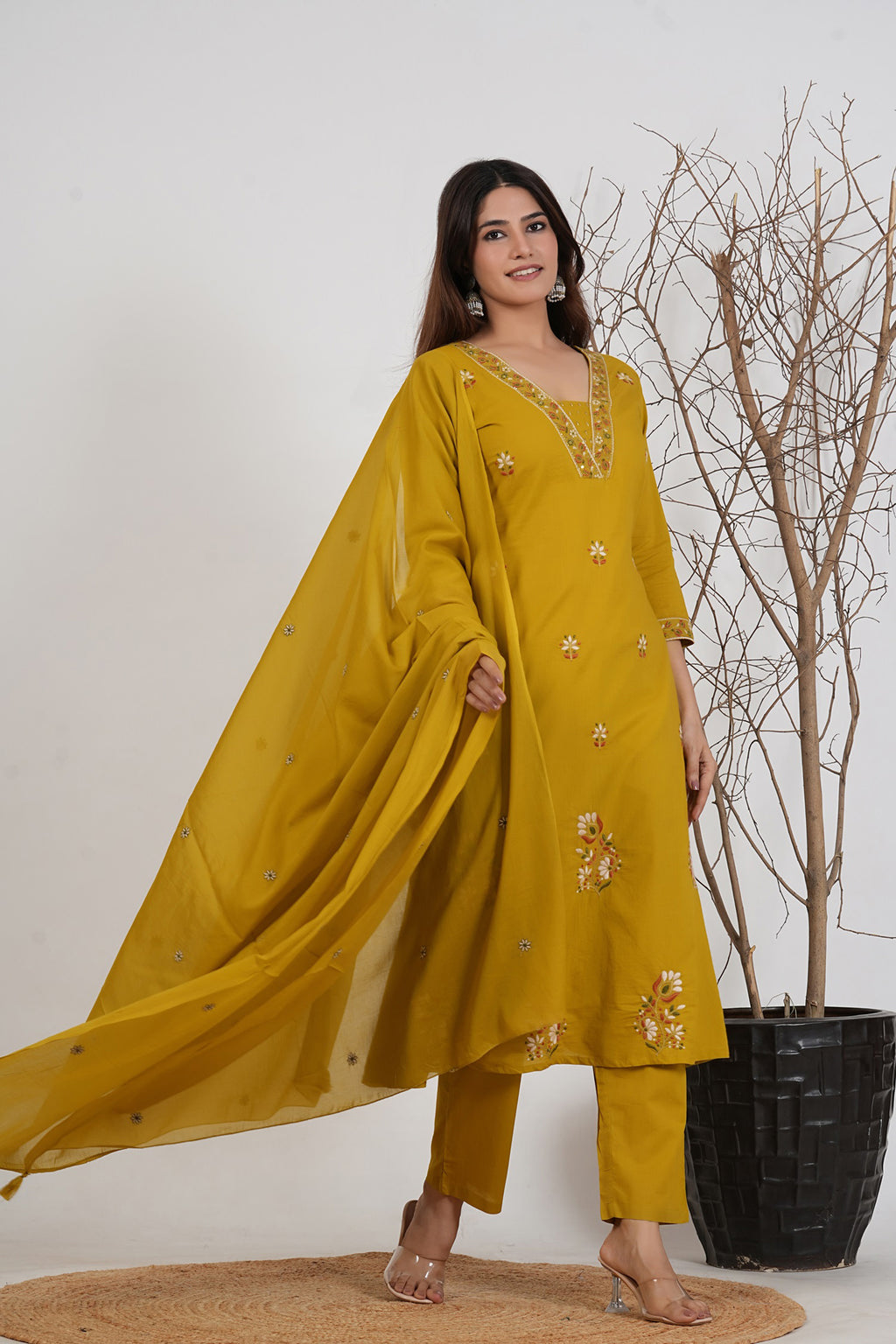 Cotton Embroidered Kurta Set
