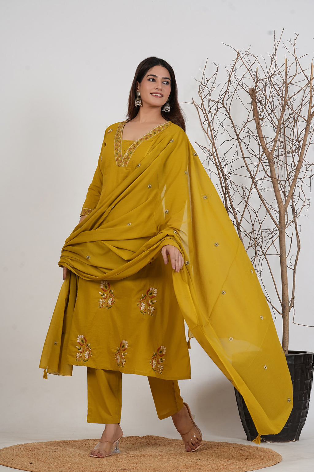 Cotton Embroidered Kurta Set