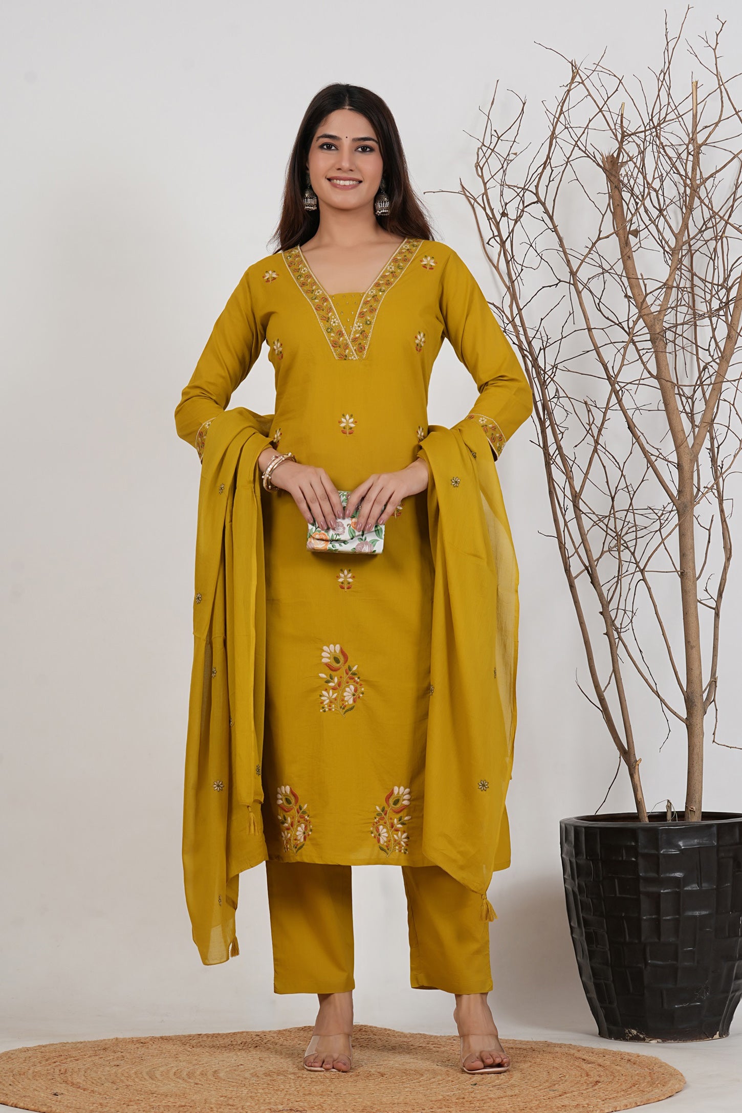 Cotton Embroidered Kurta Set