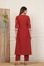 Cotton Embroidered Kurta Set